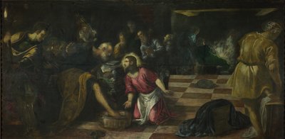 Christus wast de voeten van de discipelen door Tintoretto